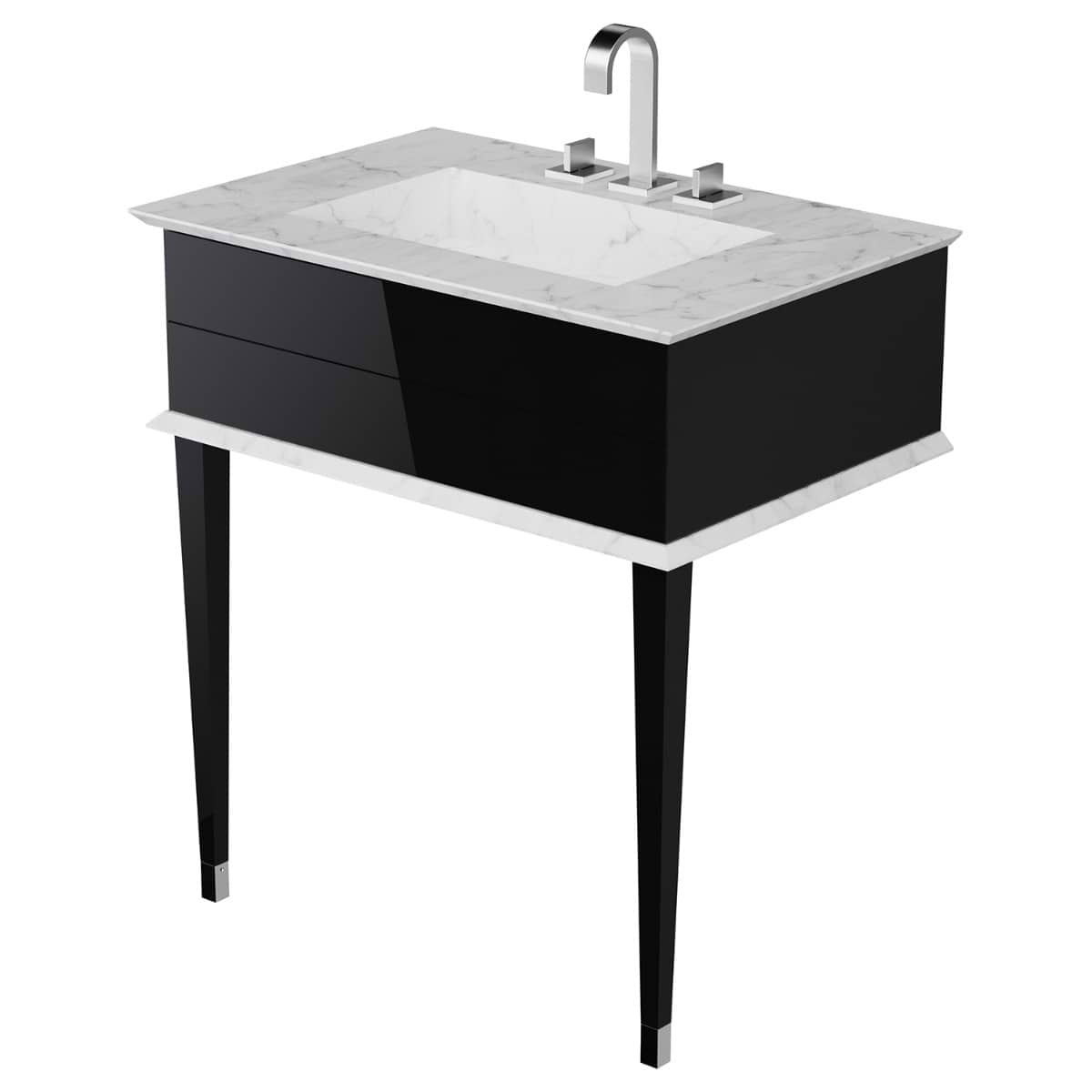 Classic Carrara 30" Black Vanity with Chrome Accents 