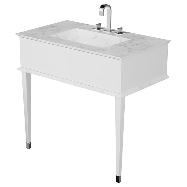 Classic 36" White Gloss & Chrome Vanity  in White, View 3, open zoomed image