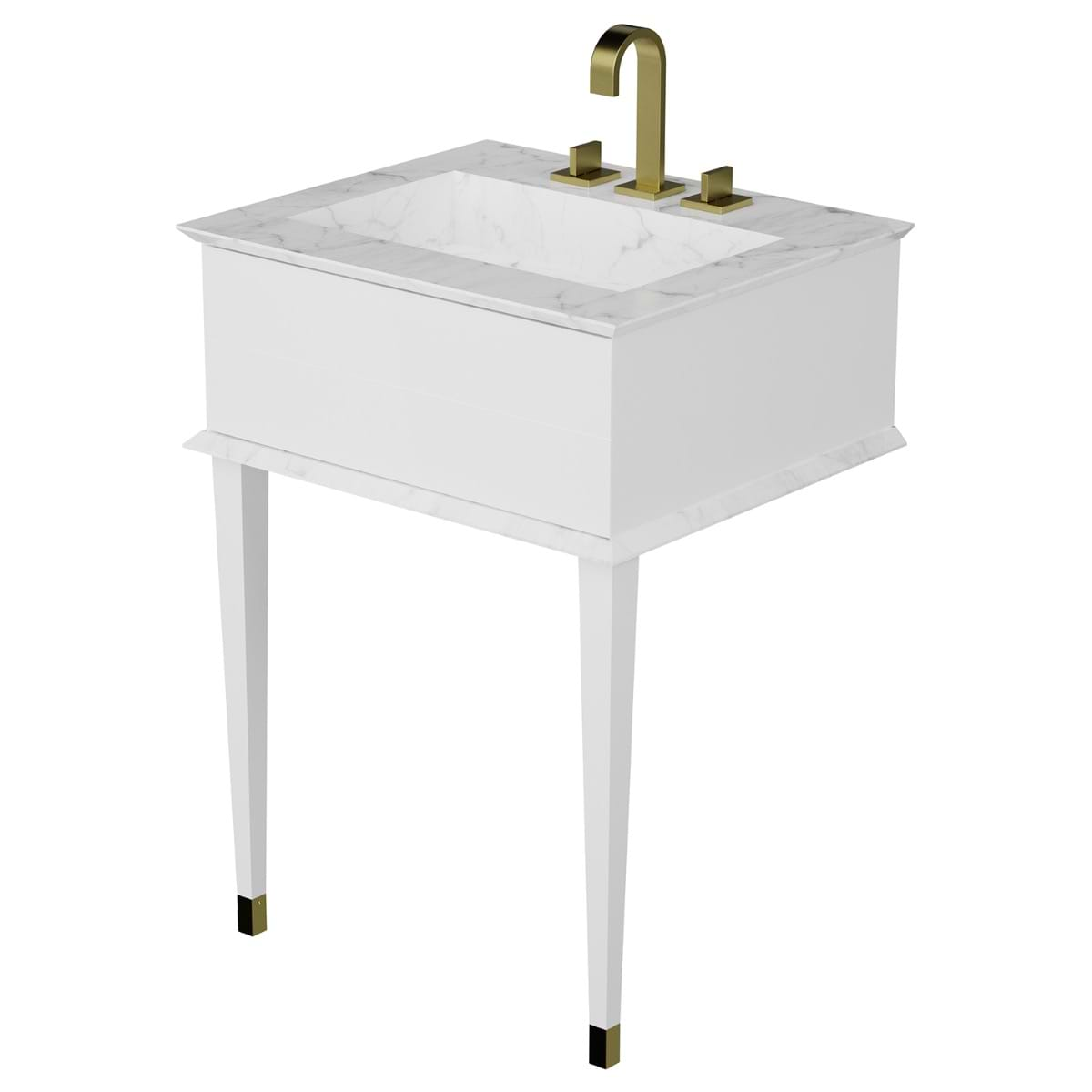 Classic Carrara 24" White Vanity with Gold accents 