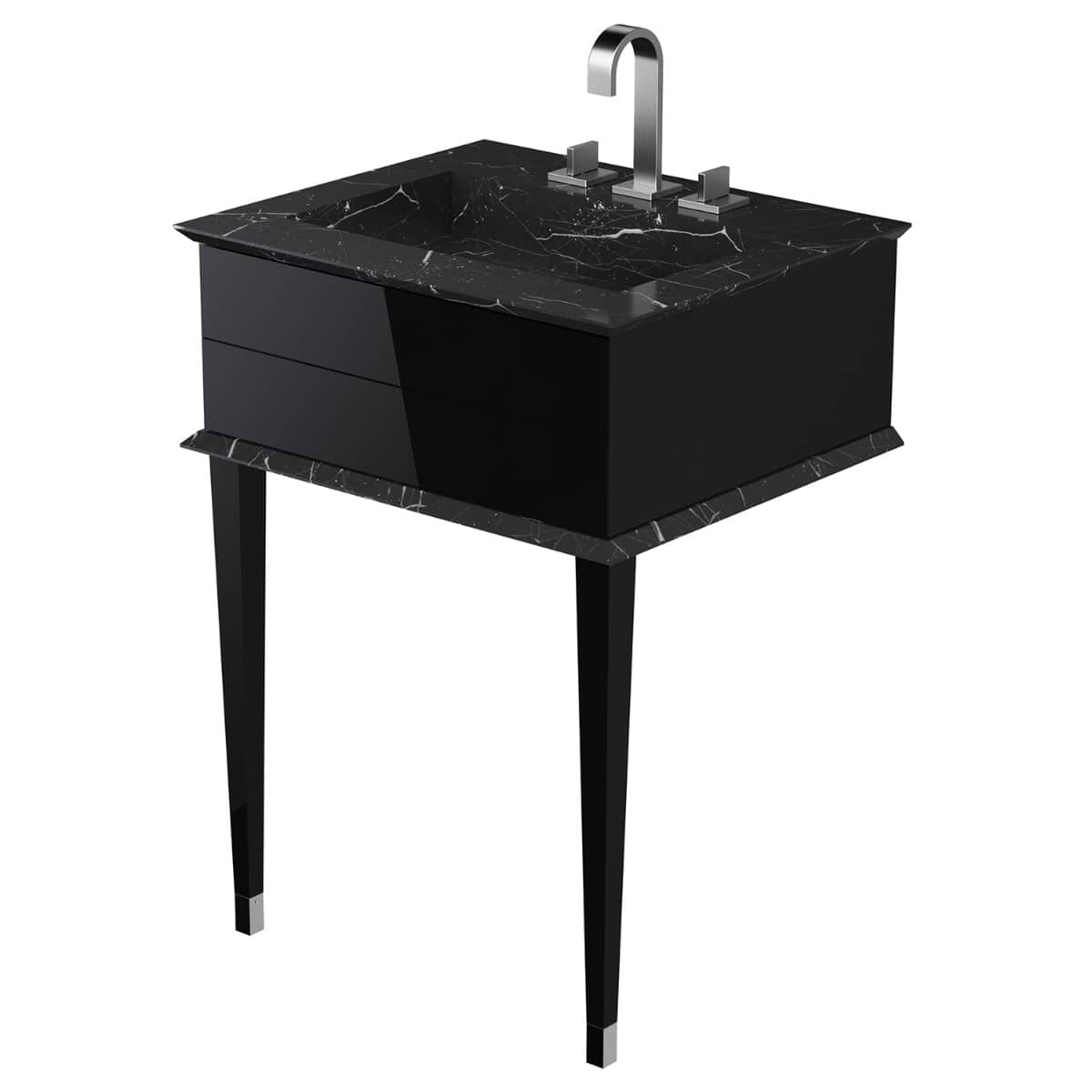 Classic Nero Marquina 24" Black Vanity with Chrome Accents 