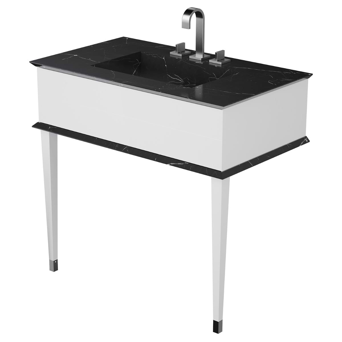 Classic Collection 36" Nero and White Vanity with Chrome Accents