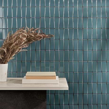Colorplay Steps Emerald Green 4.5x18 3D Crackled Glossy Ceramic Tile