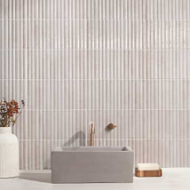 Curve Fluted White 6x12 3D Glossy Ceramic Tile