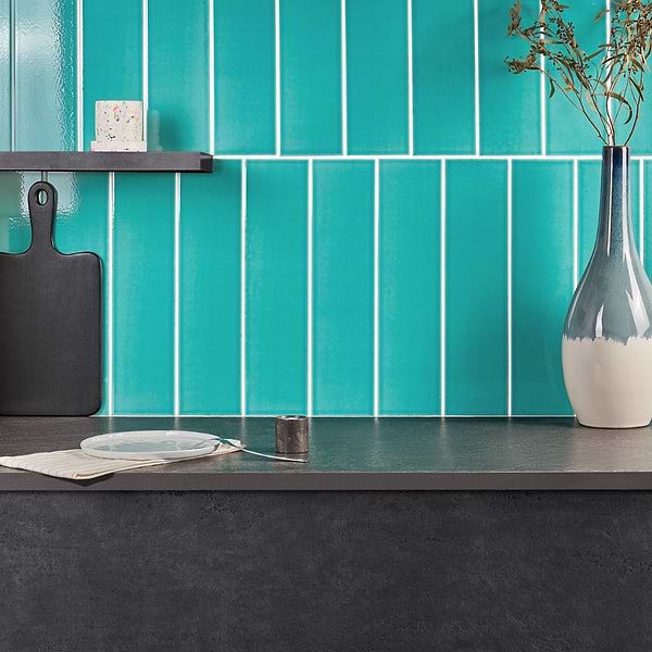 Colorplay Teal Green 4.5x18 Crackled Glossy Ceramic Tile
