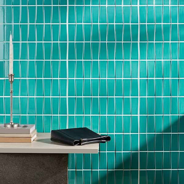 Colorplay Steps Teal Green 4.5x18 3D Crackled Glossy Ceramic Tile