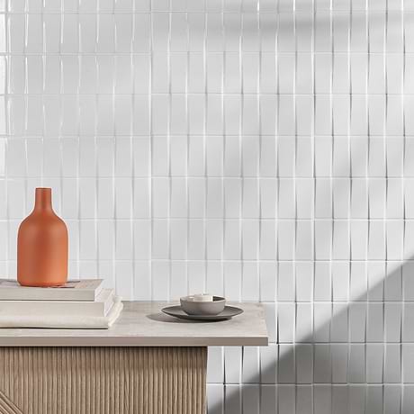 Colorplay Steps White 4.5x18 3D Crackled Glossy Ceramic Tile