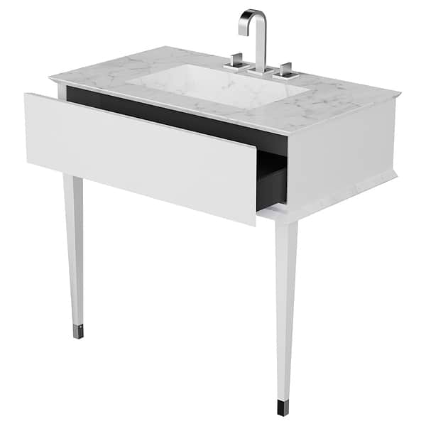 Classic 36" White Gloss & Chrome Vanity  in White, View 4, open zoomed image