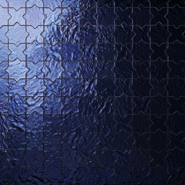 Behati Blue 4" Star Cross Polished Glass Mosaic Tile