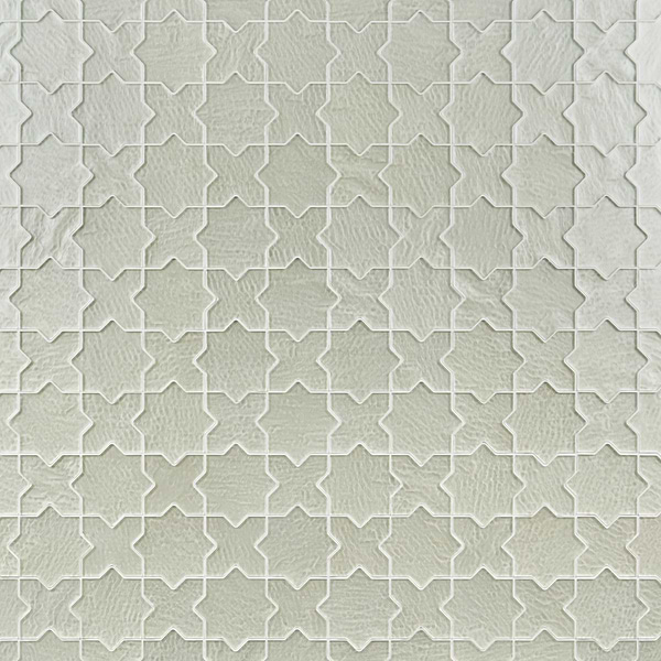 Behati White 4" Star Cross Polished Glass Mosaic Tile
