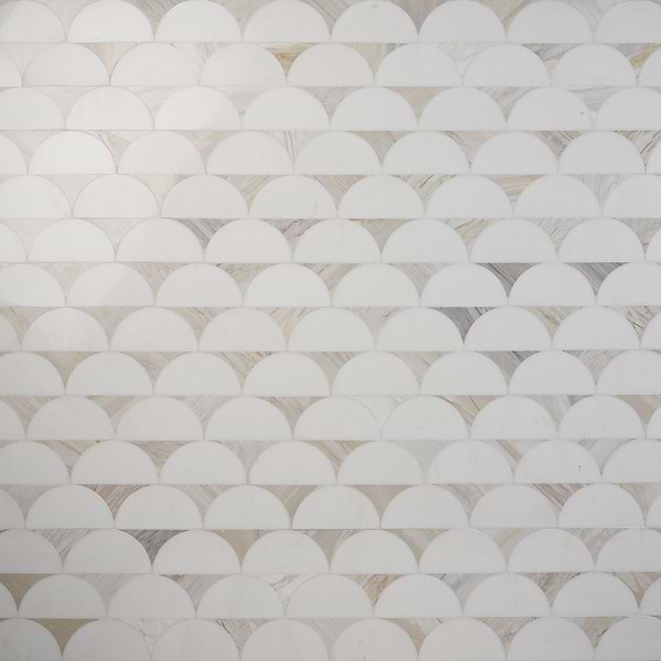 Moonrise Sabbia Beige Polished Marble Waterjet Mosaic Tile
