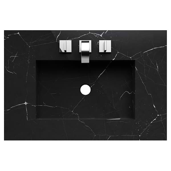Classic Nero Marquina 30" Black Vanity with Chrome Accents 