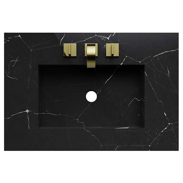 Classic Nero Marquina 30" Black Vanity with Gold Accents 
