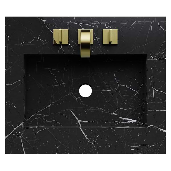 Classic Nero Marquina 24" White Vanity with Gold Accents 