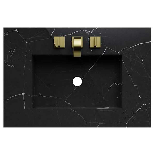 Classic Nero Marquina 30" White Vanity with Gold Accents 
