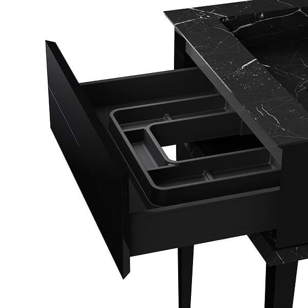 Classic Nero Marquina 30" Black Vanity with Gold Accents 