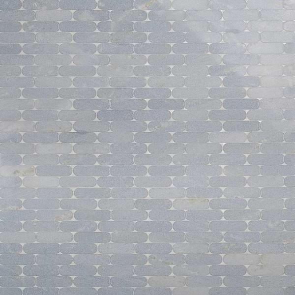 Norway Blue Celeste 2x6 Polished Marble and Pearl Waterjet Mosaic Tile