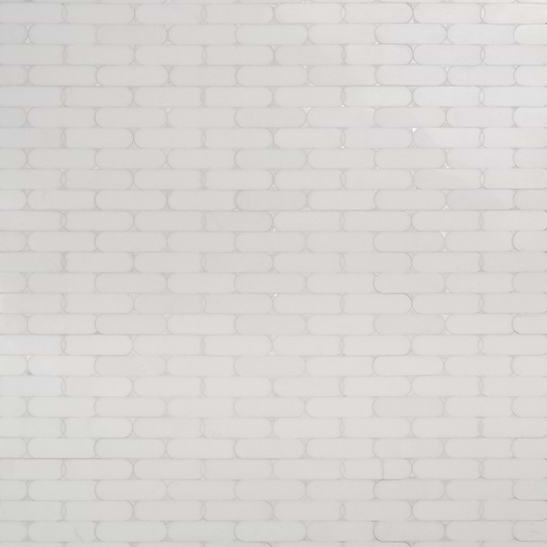 Norway White Thassos 2x6 Polished Marble and Pearl Waterjet Mosaic Tile