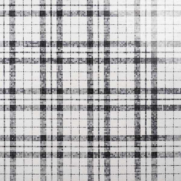 Microsaic Plaid Bardiglio Black & White Polished Marble Mosaic Tile