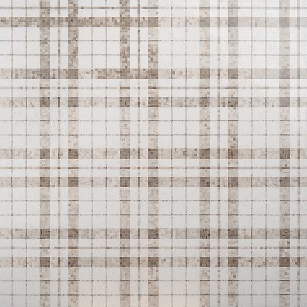Microsaic Plaid Wooden Beige Polished Marble Mosaic Tile