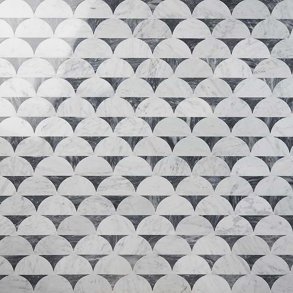 Moonrise Bardiglio Gray Polished Marble Waterjet Mosaic Tile