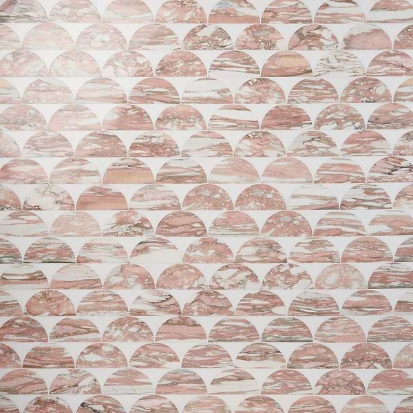 Moonrise Rosa Norvegia Pink Polished Marble Waterjet Mosaic Tile