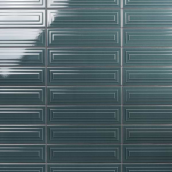 Colorplay Frame Emerald Green 4.5x18 3D Crackled Glossy Ceramic Tile