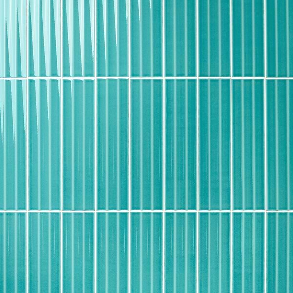 Colorplay Fluted Teal Green 4.5x18 3D Crackled Glossy Ceramic Tile