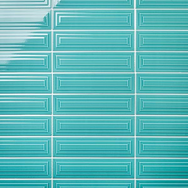 Colorplay Frame Teal Green 4.5x18 3D Crackled Glossy Ceramic Tile