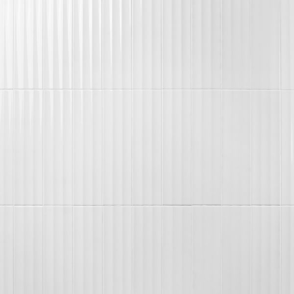 Colorplay Fluted White 4.5x18 3D Crackled Glossy Ceramic Tile