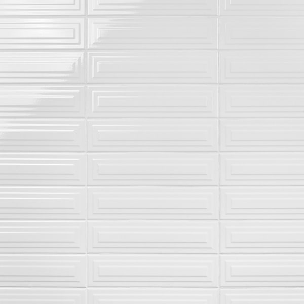 Colorplay Frame White 4.5x18 3D Crackled Glossy Ceramic Tile