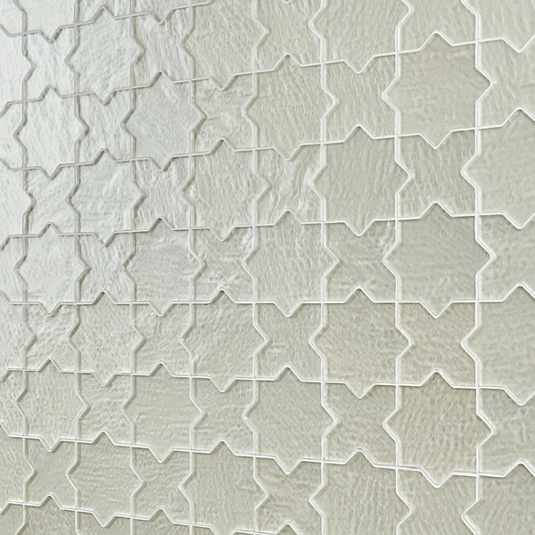 Behati White 4" Star Cross Polished Glass Mosaic Tile