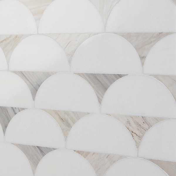 Moonrise Sabbia Beige Polished Marble Waterjet Mosaic Tile