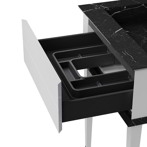 Classic Nero Marquina 36" White Vanity with Gold Accents