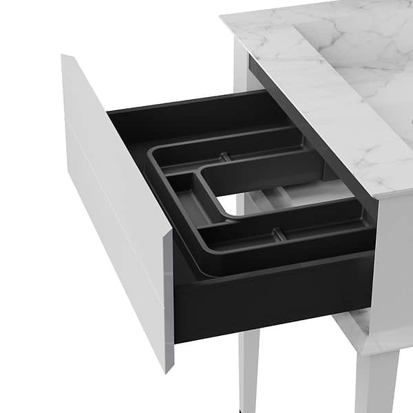 Classic 36" White Gloss & Chrome Vanity  in White, View 5, open zoomed image