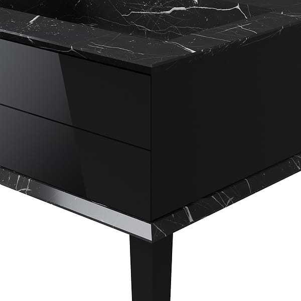 Classic Nero Marquina 30" Black Vanity with Gold Accents 