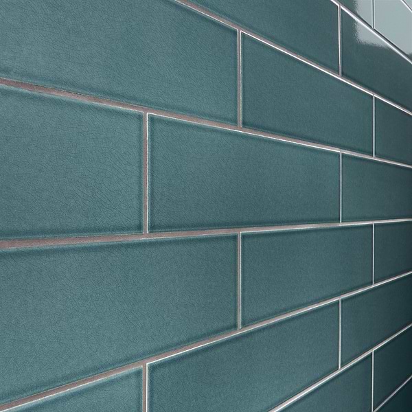 Colorplay Emerald Green 4.5x18 Crackled Glossy Ceramic Tile