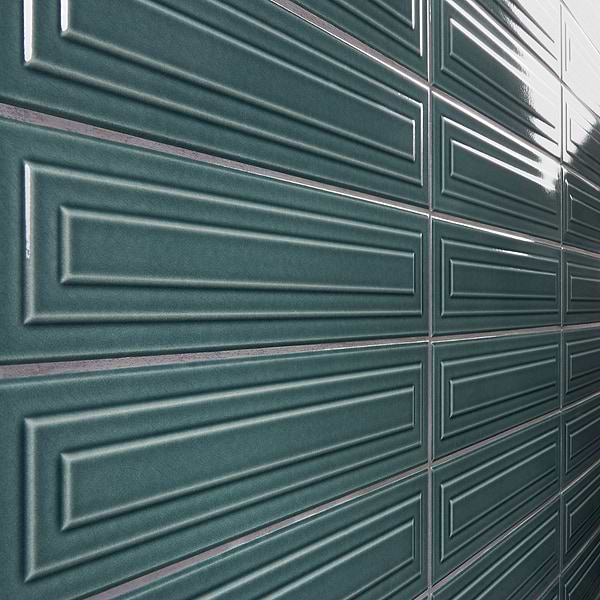 Colorplay Frame Emerald Green 4.5x18 3D Crackled Glossy Ceramic Tile