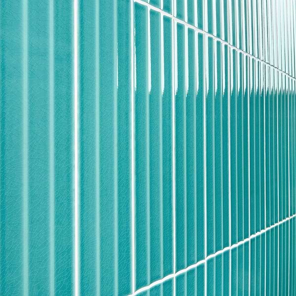 Colorplay Fluted Teal Green 4.5x18 3D Crackled Glossy Ceramic Tile