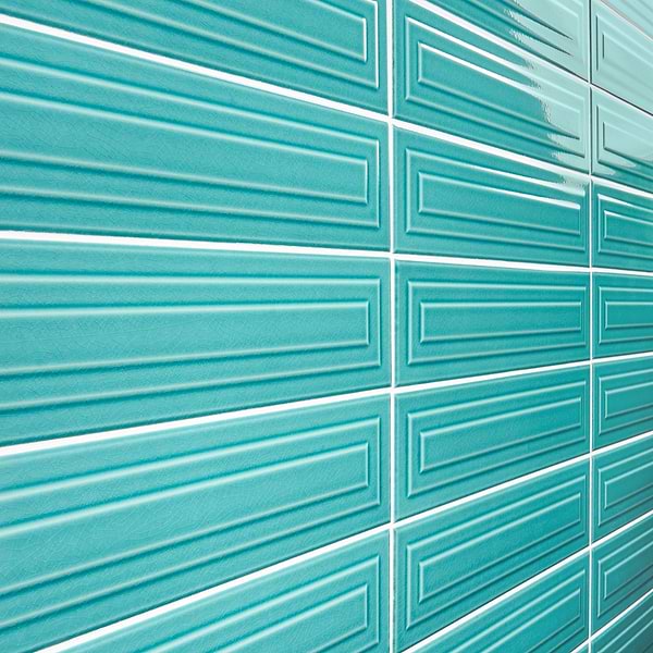 Colorplay Frame Teal Green 4.5x18 3D Crackled Glossy Ceramic Tile