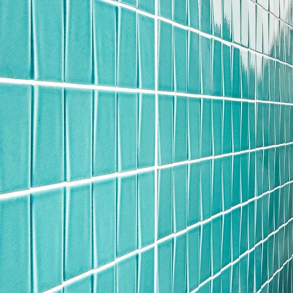 Colorplay Steps Teal Green 4.5x18 3D Crackled Glossy Ceramic Tile