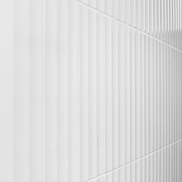 Colorplay Fluted White 4.5x18 3D Crackled Glossy Ceramic Tile