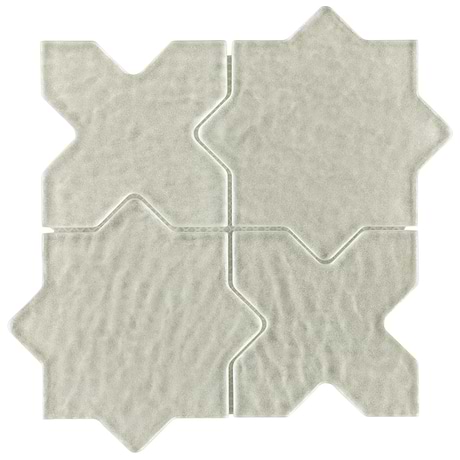 Behati White 4" Star Cross Polished Glass Mosaic Tile