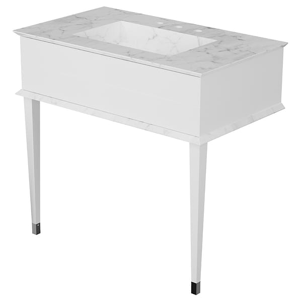 Classic 36" White Gloss & Chrome Vanity  in White, View 6, open zoomed image