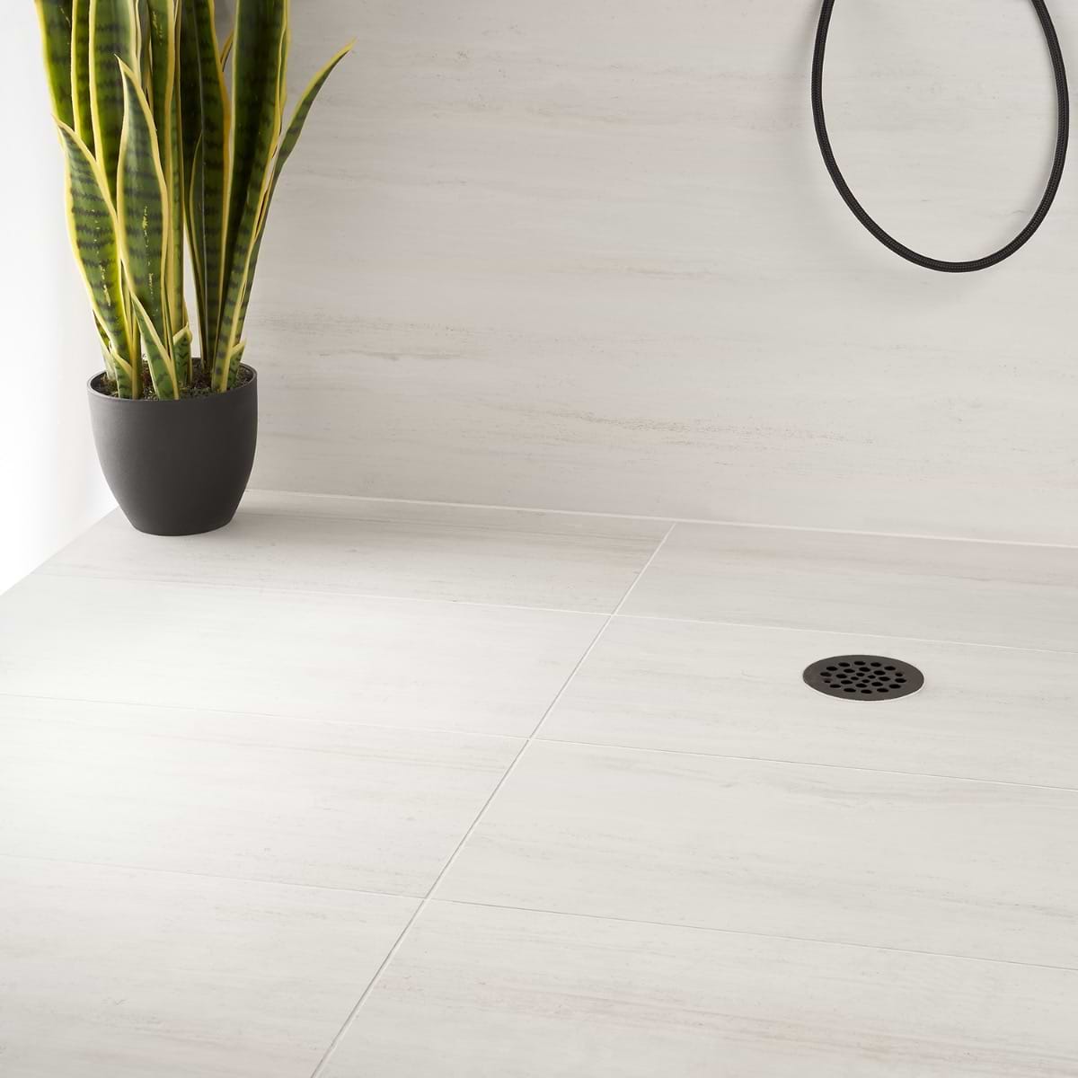 Nashville White 12x24 Travertine Look Matte Porcelain Tile; in White Porcelain; for Backsplash, Bathroom Floor, Bathroom Wall, Commercial Floor, Floor Tile, Kitchen Floor, Kitchen Wall, Outdoor Floor, Outdoor Wall, Pool Tile, Shower Floor, Shower Wall, Wall Tile; in Style Ideas Beach, Classic, Mid Century, Traditional, Transitional