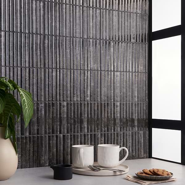Curve Fluted Black 6x12 3D Glossy Ceramic Tile