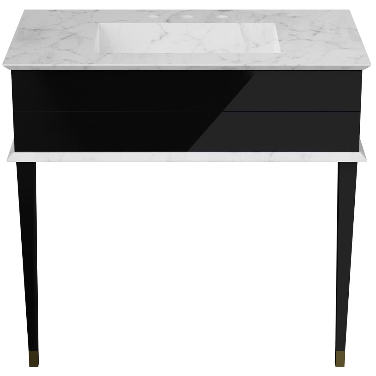 Classic Carrara 36" Black Vanity with Gold Accents 