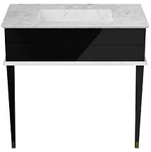 Classic Carrara 36" Black Vanity with Gold Accents 