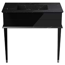 Classic Nero Marquina 36" Black Vanity with Chrome Accents 