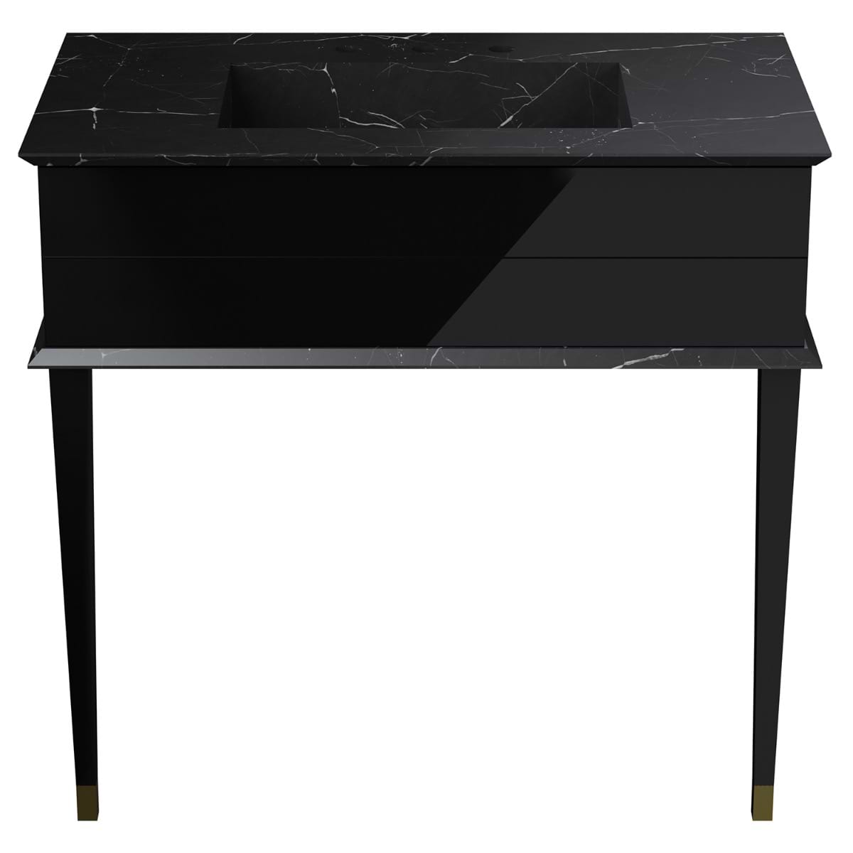 Classic Nero Marquina 36" Black Vanity with Gold Accents 
