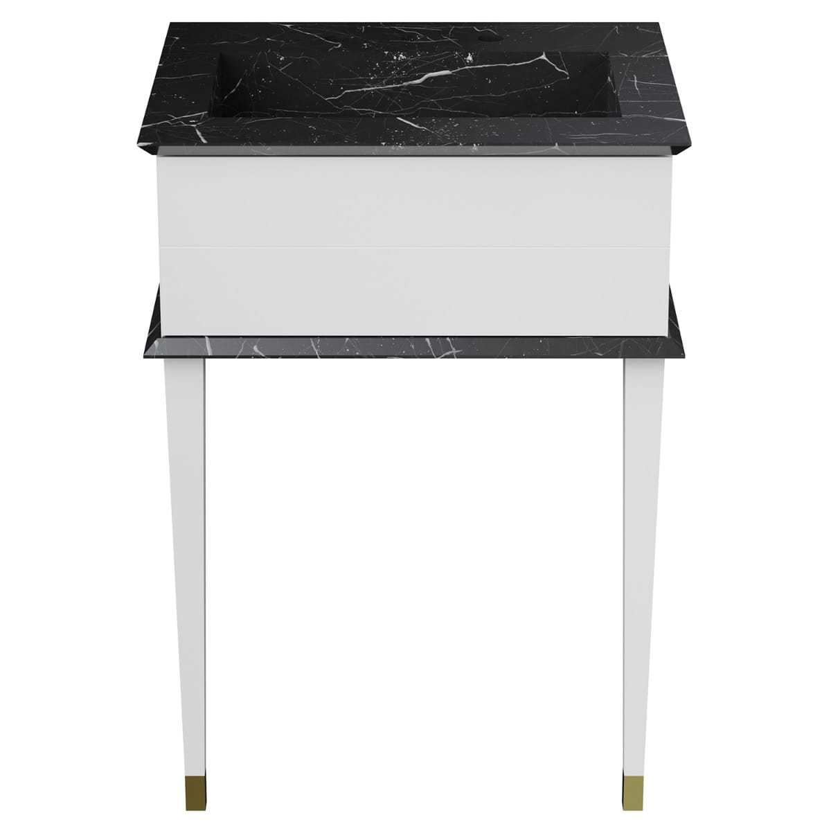Classic Nero Marquina 24" White Vanity with Gold Accents 